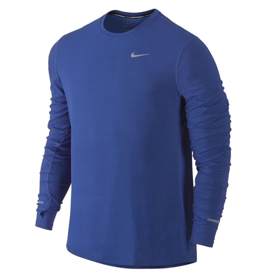 Nike shirt lange mouw Contour blue heren (foto 1)