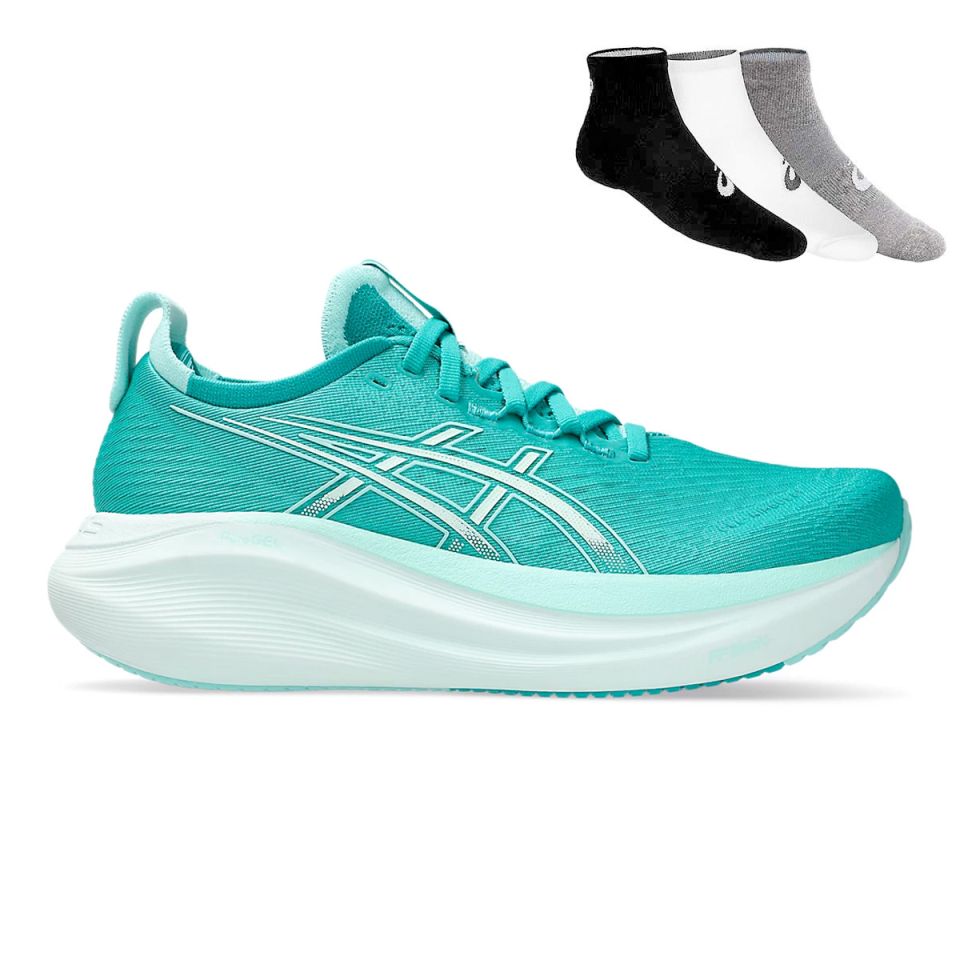 Asics Gel Nimbus 27 + Gratis Asics 3-pack sokken Dames (foto 1)